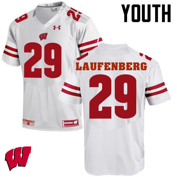 Youth Wisconsin Badgers #29 Troy Laufenberg College Football Jerseys-White - Click Image to Close